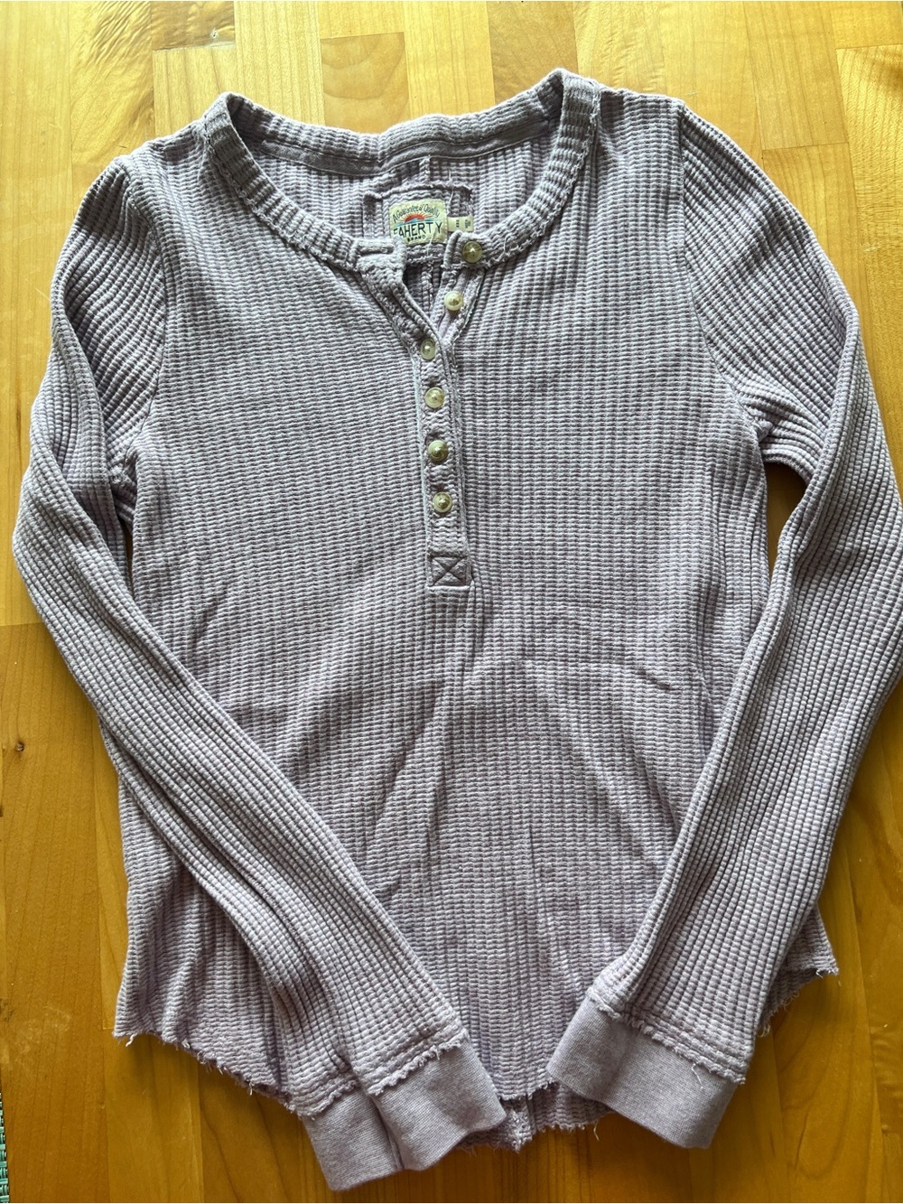 Faherty Lilac Waffle Knit Henley